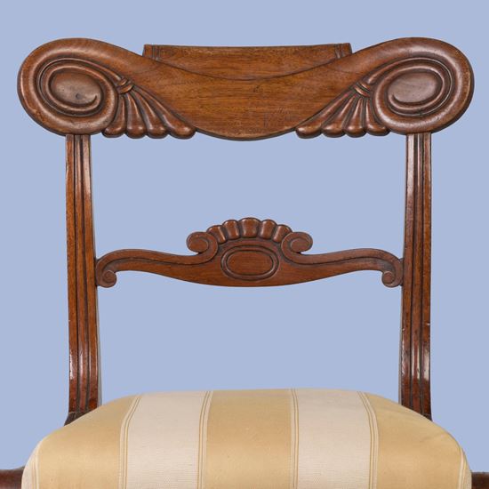 A Set of 8 Mahogany Carved Dining Chairs Of the William IV Period